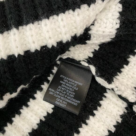 Sanctuary Black Winter White Striped Cowl Neck Sweater Size Small - Picture 8 of 11